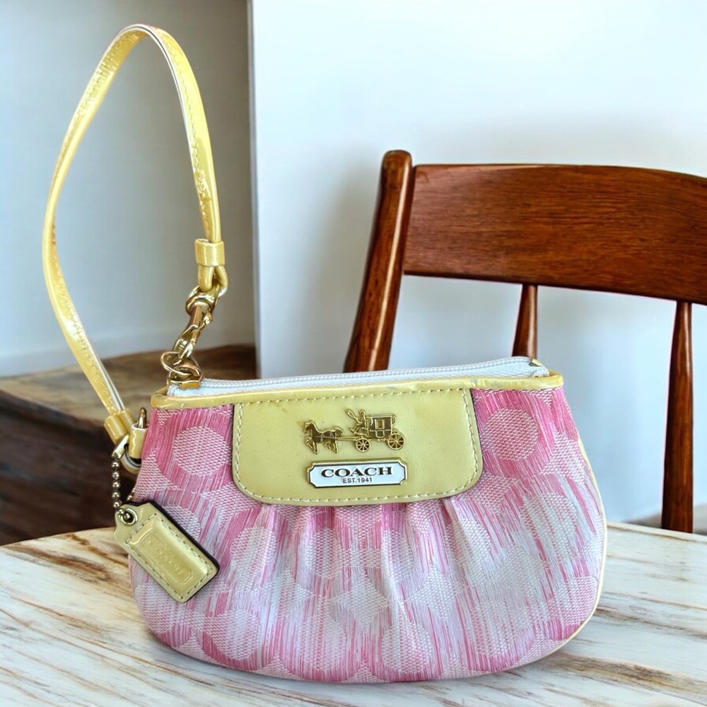Coach Pink and Cream Wristlet